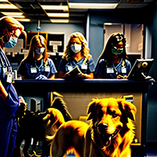 veterinary technician student working with a dog